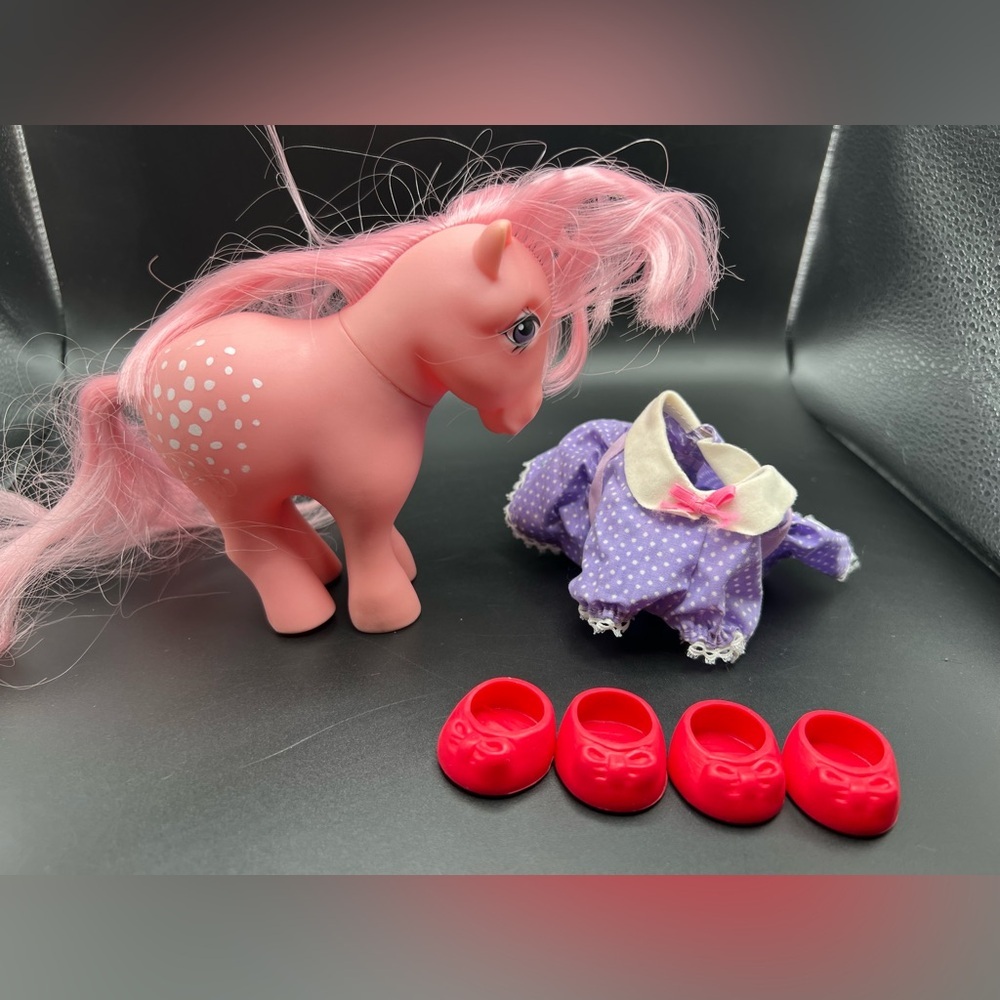 Vintage My Little Pony Blossom Cotton Candy G1 Figure MLP 1982 Dress Shoes